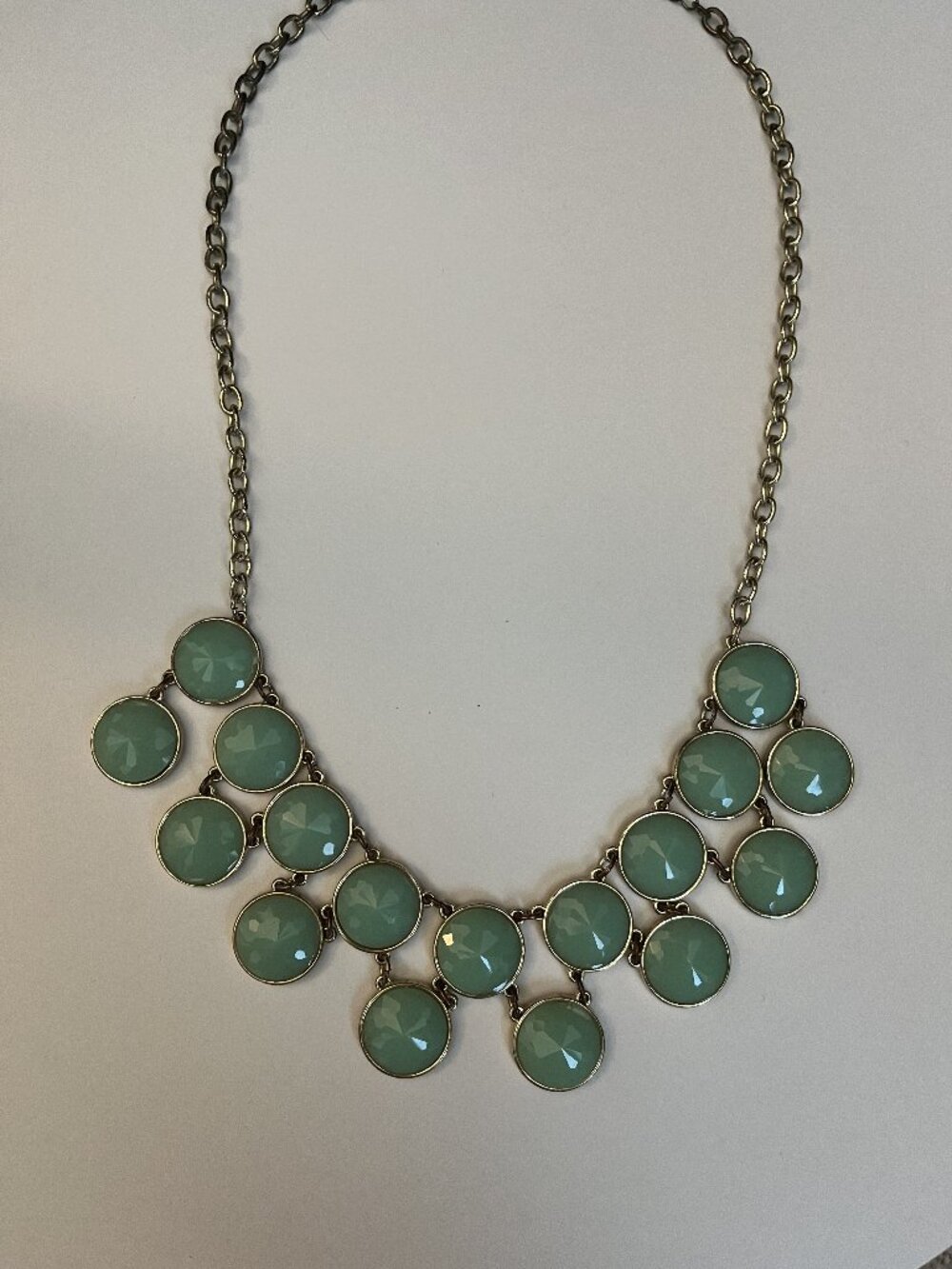 Francesca's Sea Foam Green & Gold Statement Necklace
